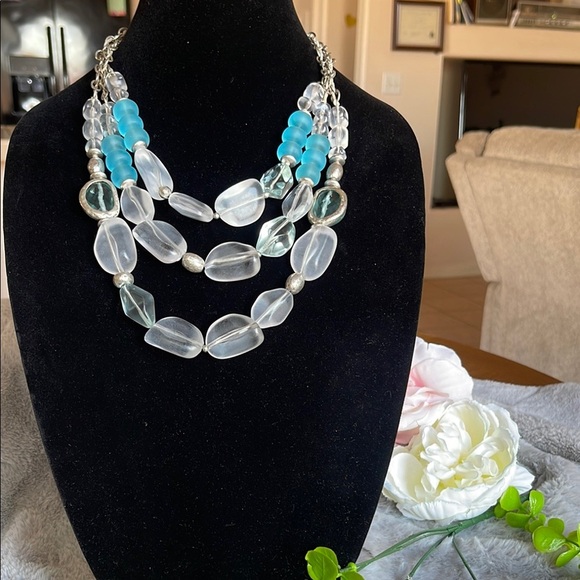 Chico's Blue and White Multi-Strand Necklace - Picture 1 of 5